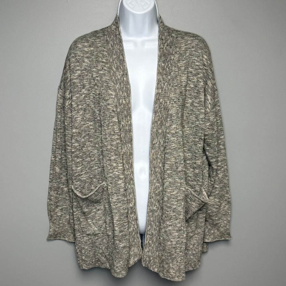 Madewell Heather Grey Open Preppy Lightweight Neutral Minimalist‎ Cardigan Sz M